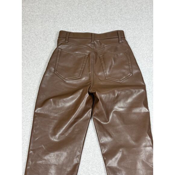 Abercrombie & Fitch Womens Size 0/25 Curve Love 90's Straight Faux Leather Pants - Picture 13 of 14
